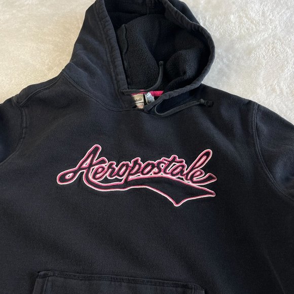 Aeropostale Y2K VTG Embroidered Oversized‎ Hoodie Womens Size S Black Spellout - Picture 11 of 14